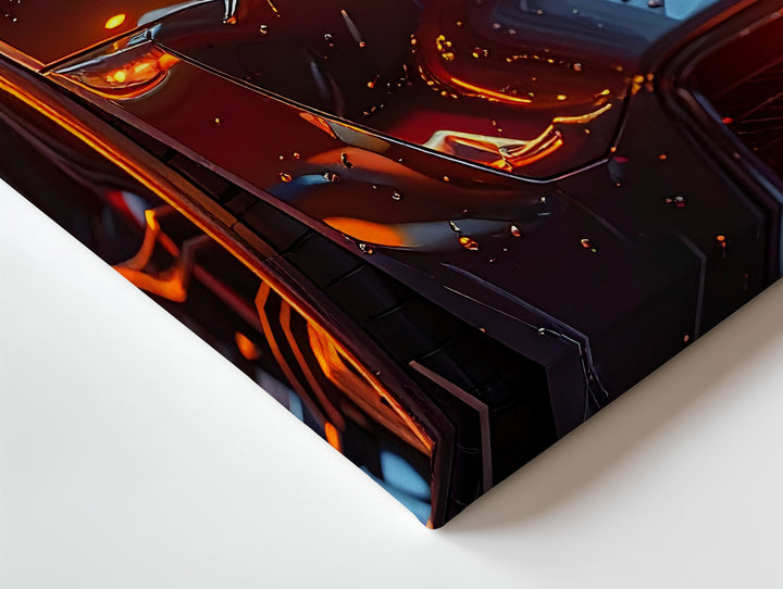 Cyberpunk Sports Car Canvas – Futuristic Night Racer with Neon Orange Accents - Gifitto