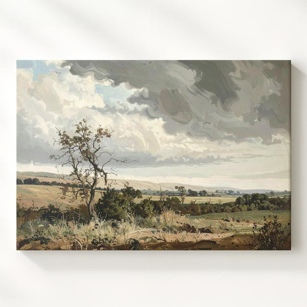 Moody Tree & Stormy Sky Canvas – Vintage Landscape Wall Art - Gifitto