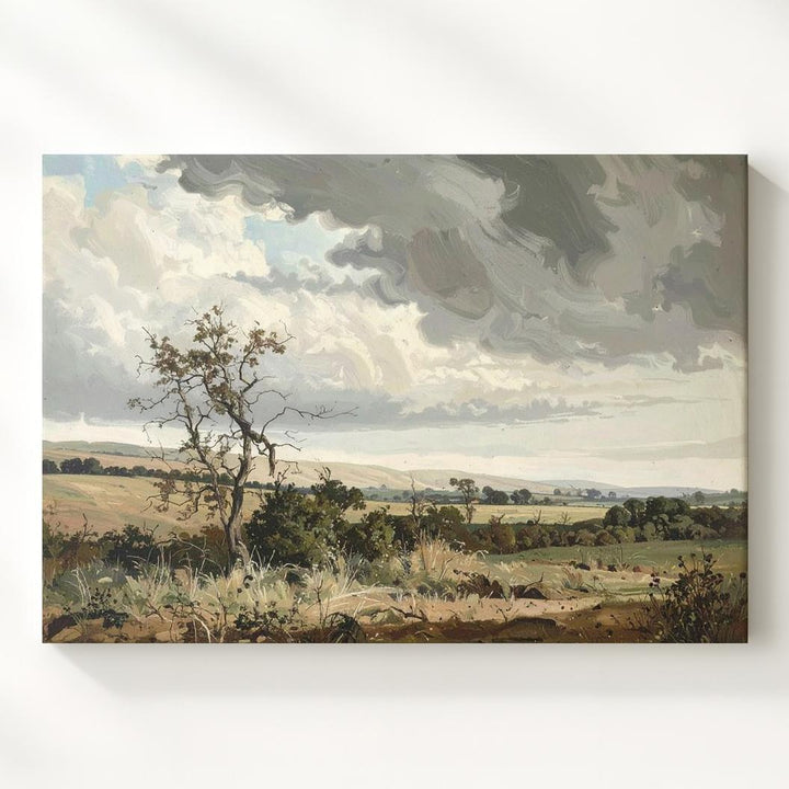 Moody Tree & Stormy Sky Canvas – Vintage Landscape Wall Art - Gifitto