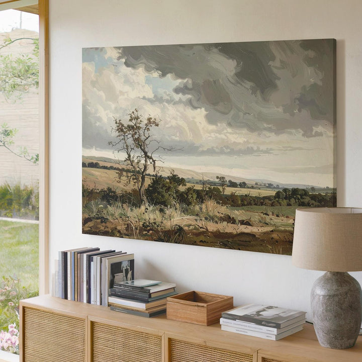 Moody Tree & Stormy Sky Canvas – Vintage Landscape Wall Art - Gifitto