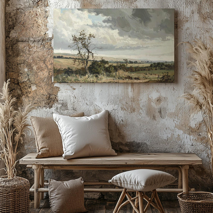 Moody Tree & Stormy Sky Canvas – Vintage Landscape Wall Art - Gifitto