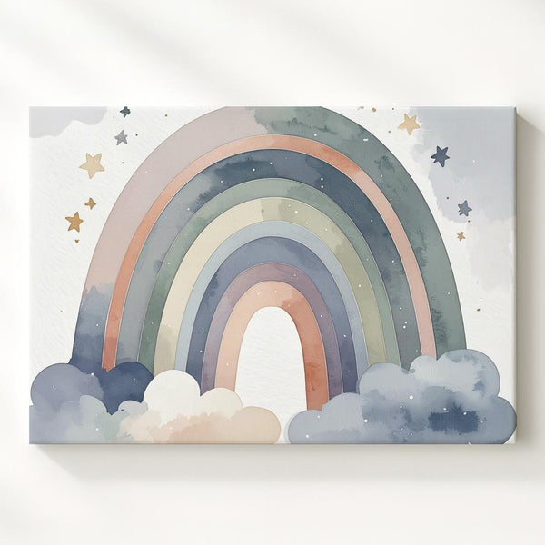 Dreamy Rainbow & Clouds Canvas – Boho Nursery Wall Art - Gifitto