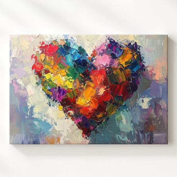 Colorful Abstract Heart Canvas – Expressive Multicolor Brushstroke Art - Gifitto