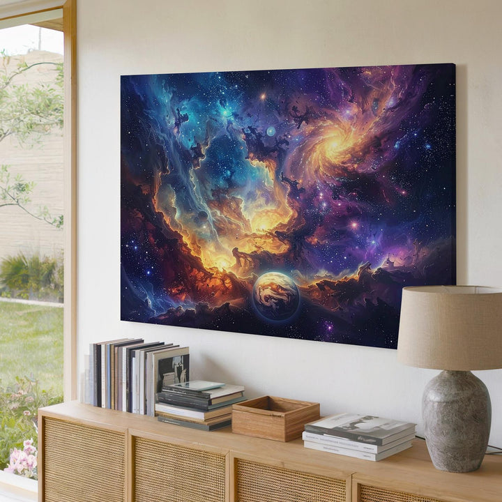 Phoenix Spiral Galaxy Canvas – Celestial Storm & Rebirth Wall Art - Gifitto