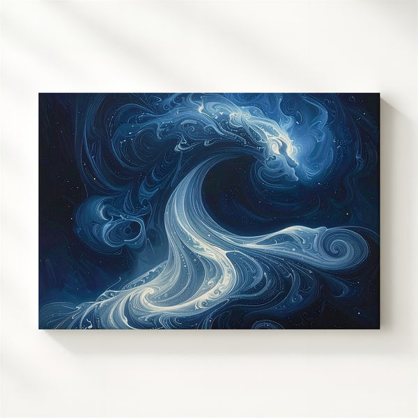 Ethereal Spirit Canvas – Mystical Blue-White Cosmic Swirls - Gifitto