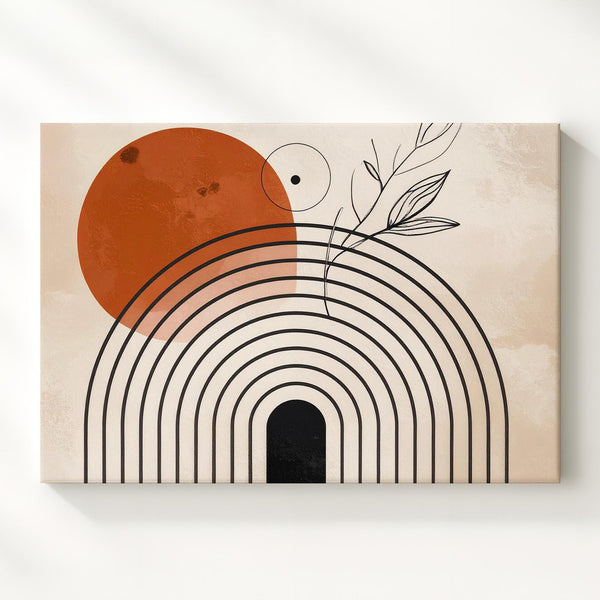 Sacred Balance Canvas – Minimalist Arch, Circle & Botanical Line Art - Gifitto