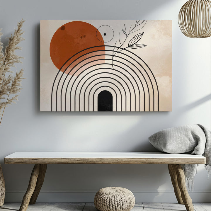 Sacred Balance Canvas – Minimalist Arch, Circle & Botanical Line Art - Gifitto