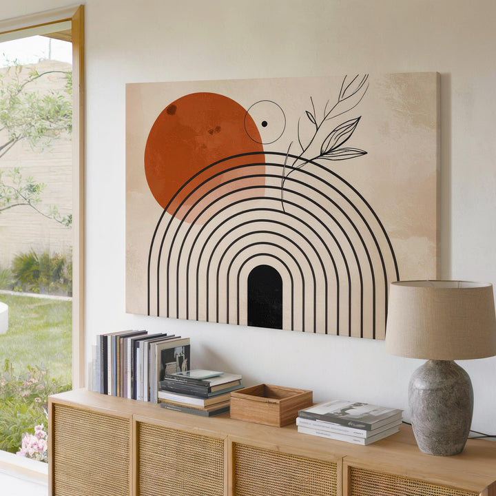 Sacred Balance Canvas – Minimalist Arch, Circle & Botanical Line Art - Gifitto