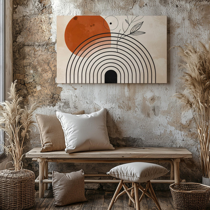 Sacred Balance Canvas – Minimalist Arch, Circle & Botanical Line Art - Gifitto