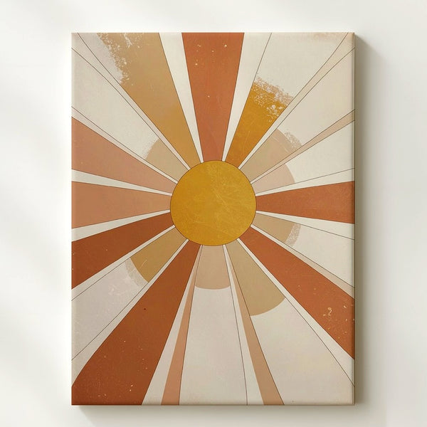 Stylized Sunburst Canvas – Retro 1970s-Inspired Art - Gifitto