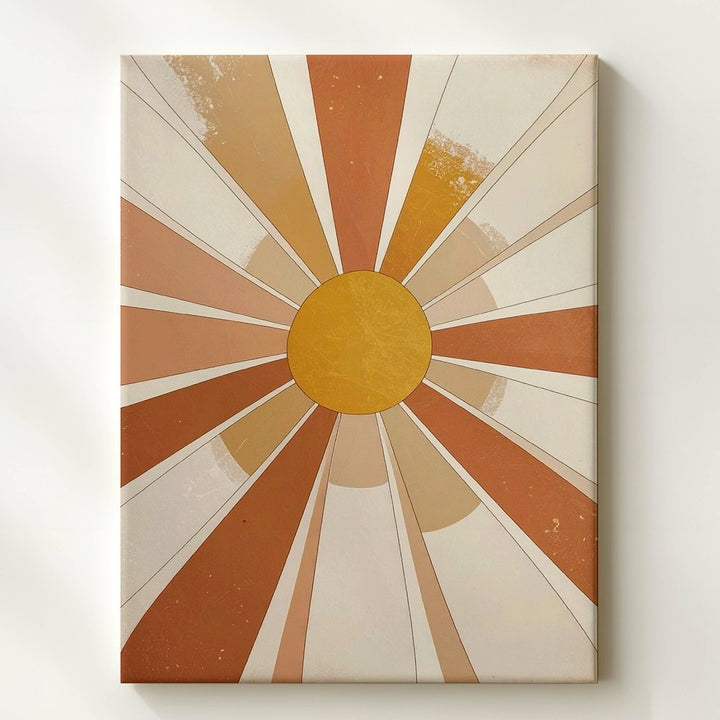 Stylized Sunburst Canvas – Retro 1970s-Inspired Art - Gifitto