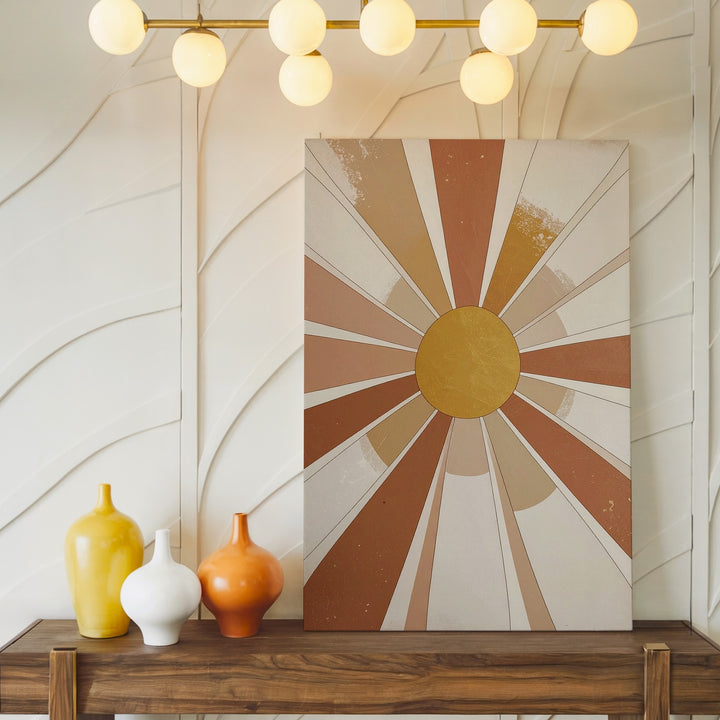 Stylized Sunburst Canvas – Retro 1970s-Inspired Art - Gifitto