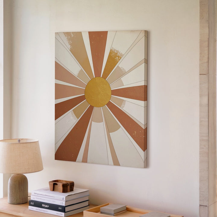Stylized Sunburst Canvas – Retro 1970s-Inspired Art - Gifitto