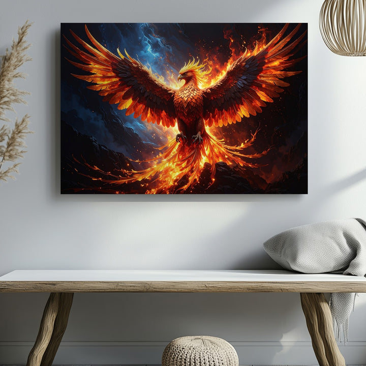 Phoenix Rising Canvas – Fiery Rebirth and Transformation Wall Art - Gifitto