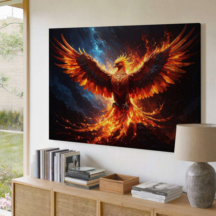 Phoenix Rising Canvas – Fiery Rebirth and Transformation Wall Art - Gifitto