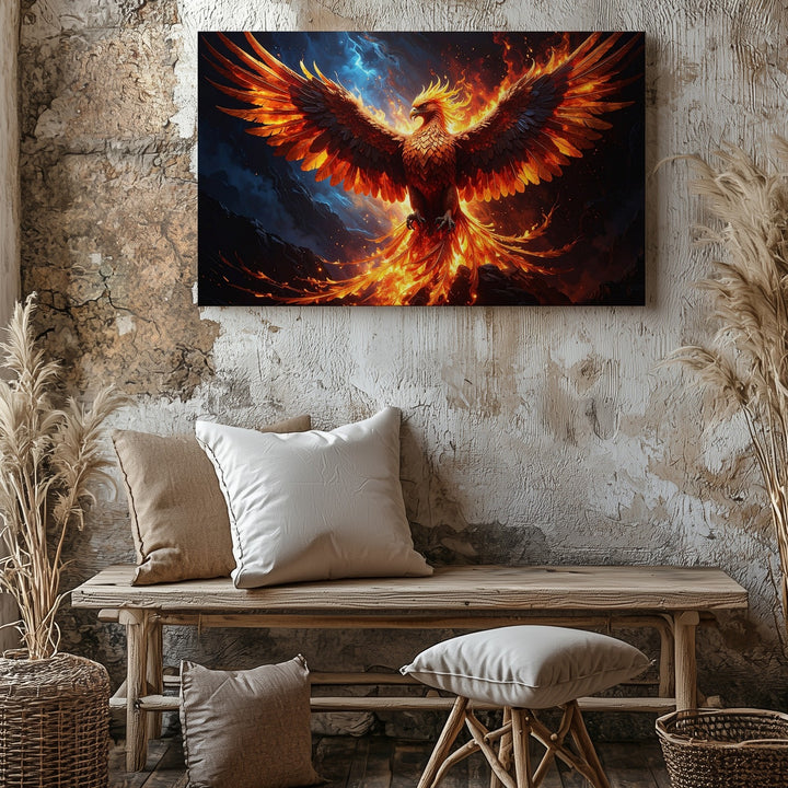 Phoenix Rising Canvas – Fiery Rebirth and Transformation Wall Art - Gifitto