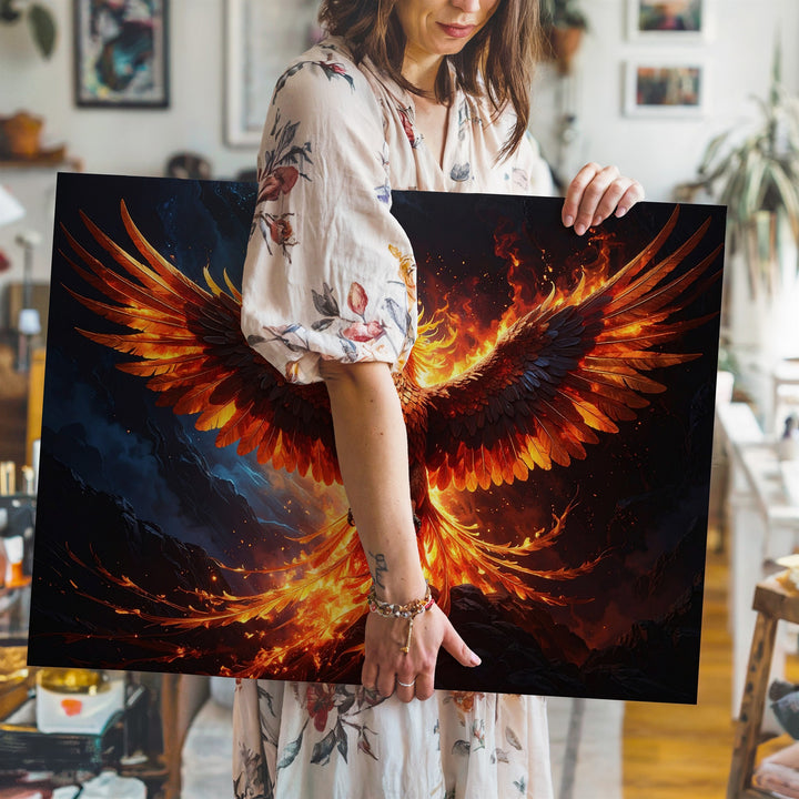 Phoenix Rising Canvas – Fiery Rebirth and Transformation Wall Art - Gifitto