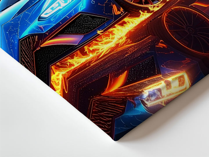 Neon Inferno Huracán Canvas – Lamborghini Speed & Fire Art - Gifitto