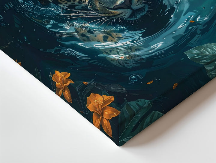 Leopard in Jungle River Canvas – Hyper-Realistic Wildlife Wall Art - Gifitto