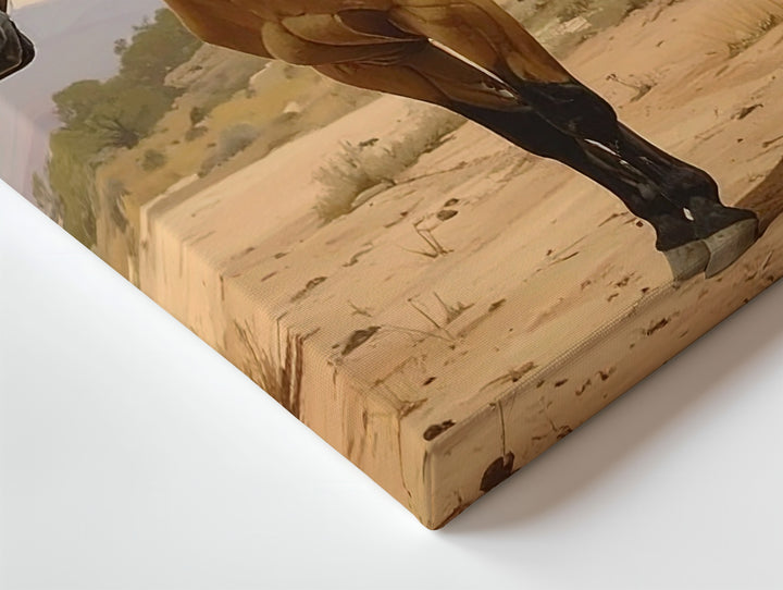 Desert Sentinel Canvas – Realistic Tan Horse in Western Landscape - Gifitto