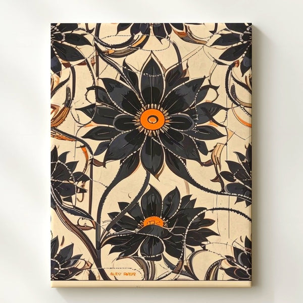 Stylized Botanical Floral Canvas – Mid-Century Modern Art - Gifitto