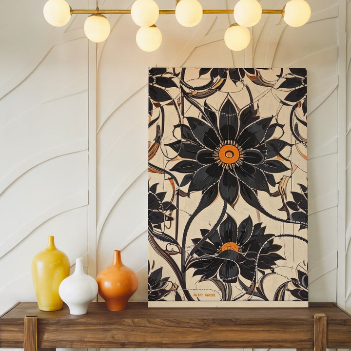Stylized Botanical Floral Canvas – Mid-Century Modern Art - Gifitto