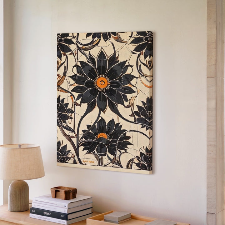 Stylized Botanical Floral Canvas – Mid-Century Modern Art - Gifitto