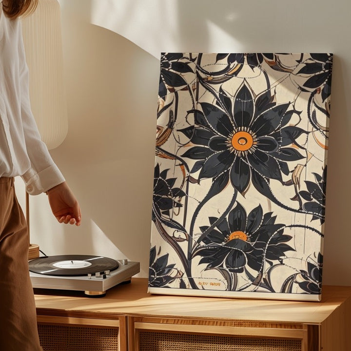 Stylized Botanical Floral Canvas – Mid-Century Modern Art - Gifitto