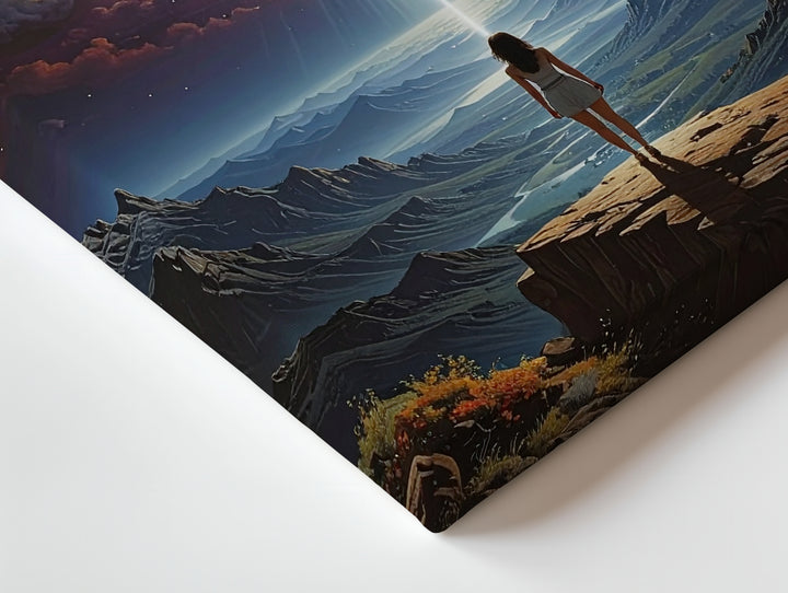 Cosmic Vortex Canvas – Celestial Light Beam & Surreal Landscape Art - Gifitto