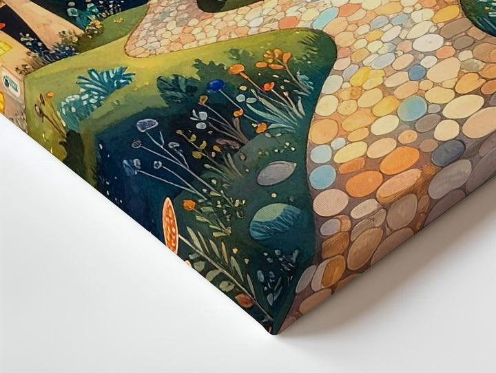 Enchanted Village Canvas – Whimsical Forest Pathway Wall Art - Gifitto
