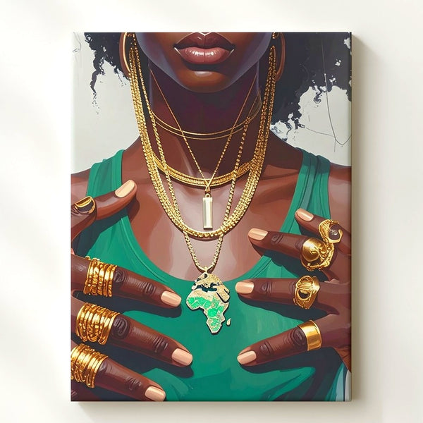 African Continent Pendant Portrait Canvas – Bold Jewelry & Cultural Expression - Gifitto