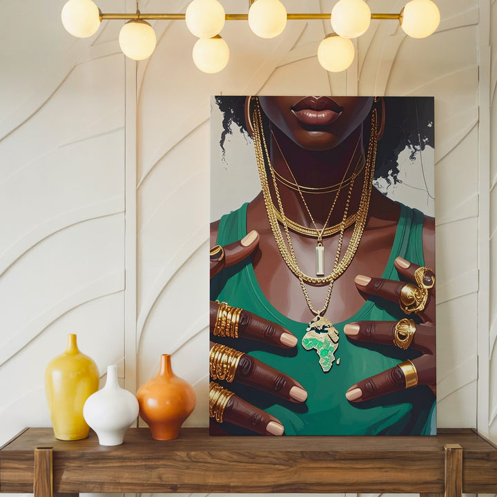 African Continent Pendant Portrait Canvas – Bold Jewelry & Cultural Expression - Gifitto