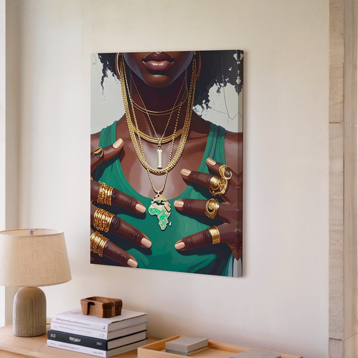 African Continent Pendant Portrait Canvas – Bold Jewelry & Cultural Expression - Gifitto