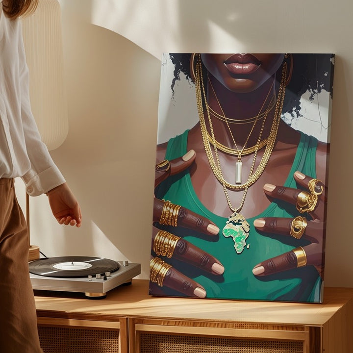 African Continent Pendant Portrait Canvas – Bold Jewelry & Cultural Expression - Gifitto