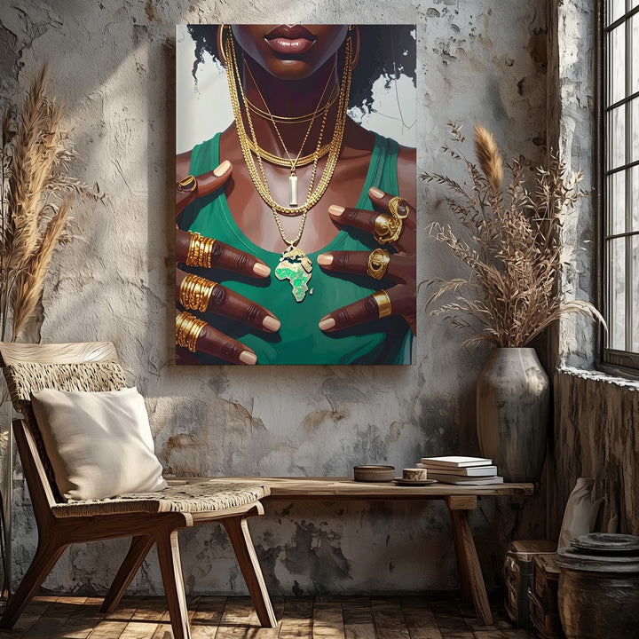 African Continent Pendant Portrait Canvas – Bold Jewelry & Cultural Expression - Gifitto