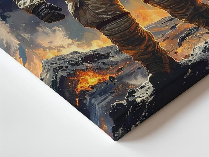 Ethereal Moonwalker Canvas – Astronaut on Volcanic Lunar Landscape - Gifitto