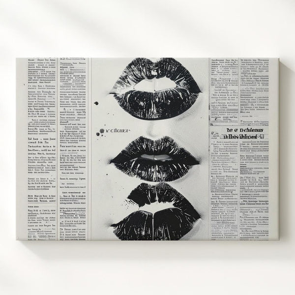 Inkblot Lip Prints Canvas – Pop Art Inspired Vintage Newspaper Art - Gifitto
