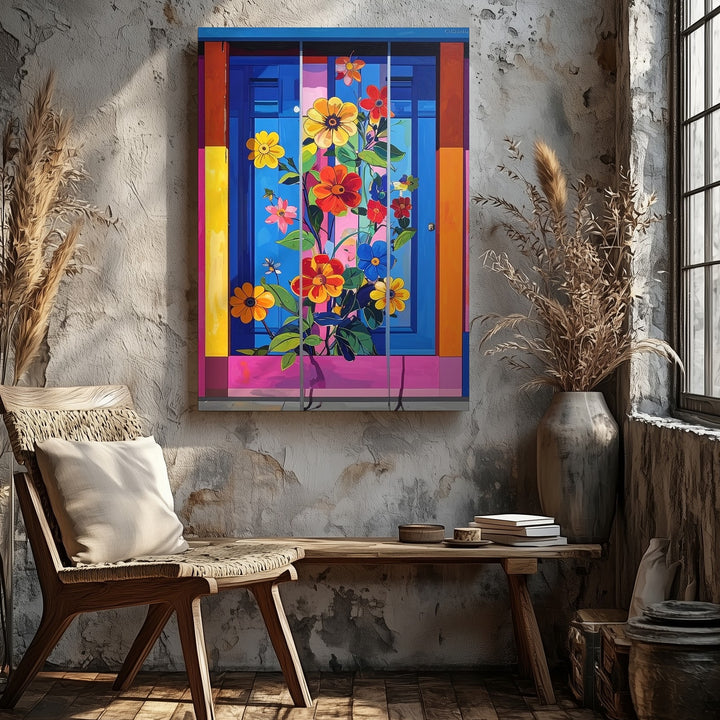 Whimsical Floral Stripe Canvas – Vibrant Playful Art - Gifitto