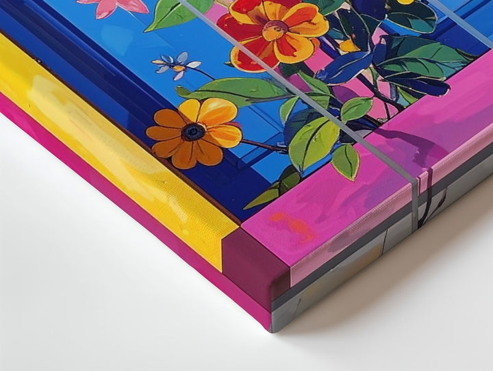 Whimsical Floral Stripe Canvas – Vibrant Playful Art - Gifitto