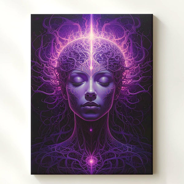 Neural Meditation Canvas – Surreal Human Head & Spiritual Energy Art - Gifitto