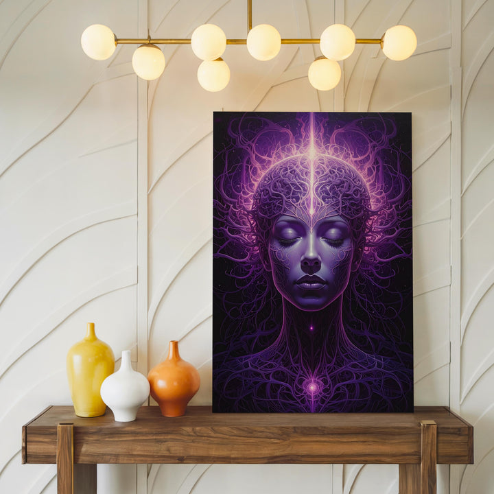 Neural Meditation Canvas – Surreal Human Head & Spiritual Energy Art - Gifitto