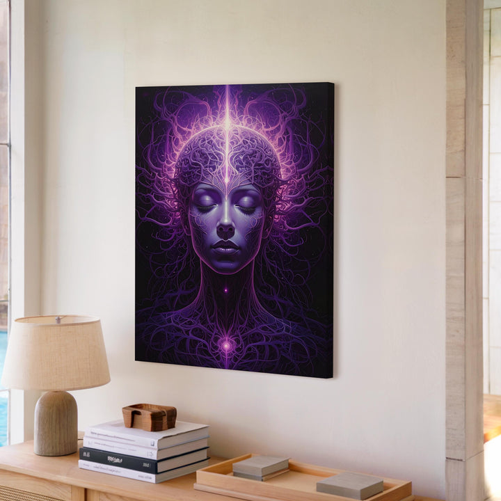 Neural Meditation Canvas – Surreal Human Head & Spiritual Energy Art - Gifitto