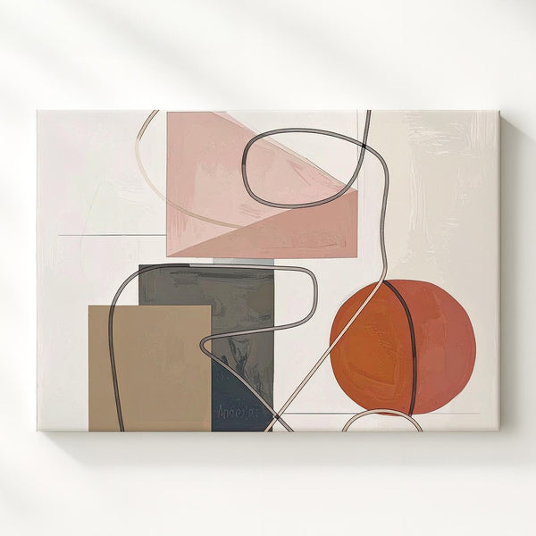 Connected Forms Canvas – Mid-Century Abstract Shapes & Line Drawing - Gifitto