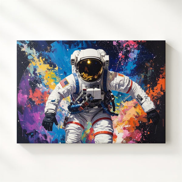 Pop Art Astronaut Canvas – Vibrant Space Graffiti Style Wall Art - Gifitto