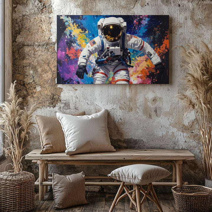 Pop Art Astronaut Canvas – Vibrant Space Graffiti Style Wall Art - Gifitto