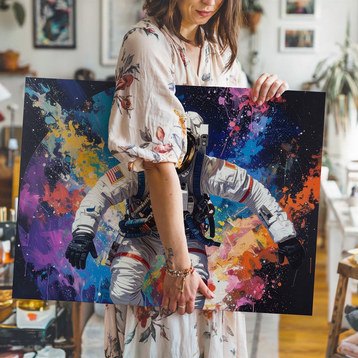 Pop Art Astronaut Canvas – Vibrant Space Graffiti Style Wall Art - Gifitto