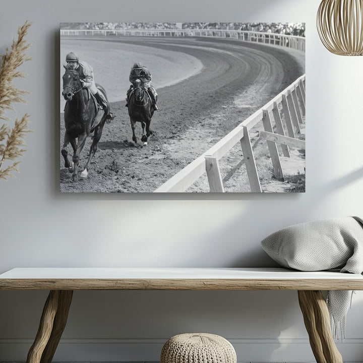 Vintage Velocity Canvas – Black & White Jockey & Racehorse Photography - Gifitto