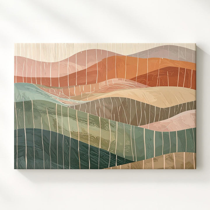 Earthwave Harmony Canvas – Abstract Landscape with Vertical Line Texture - Gifitto
