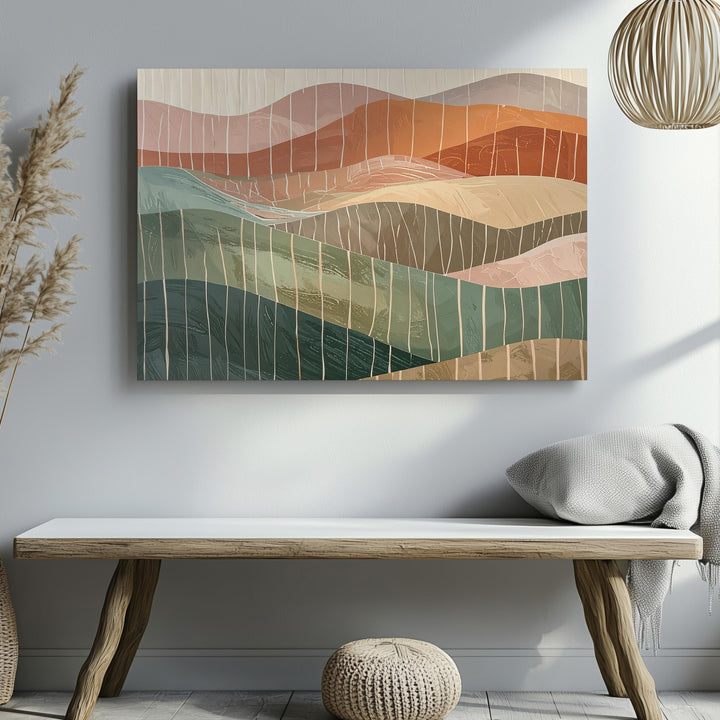 Earthwave Harmony Canvas – Abstract Landscape with Vertical Line Texture - Gifitto