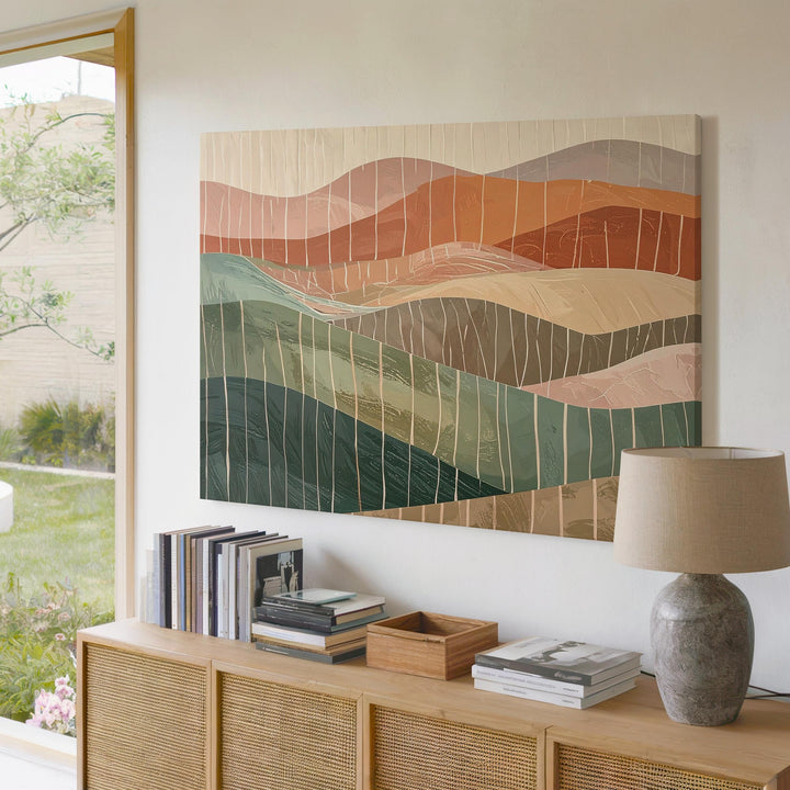 Earthwave Harmony Canvas – Abstract Landscape with Vertical Line Texture - Gifitto